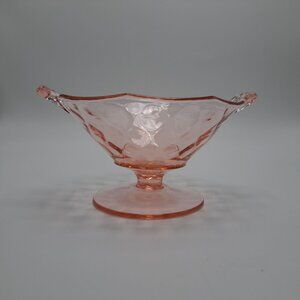 Heisey Yeoman Pink Footed Mayonnaise Bowl Diamond Optic